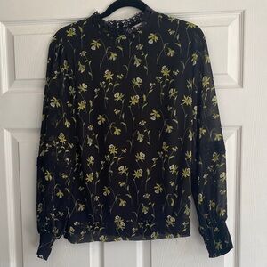 Oasis Black Top with Yellow Floral Details